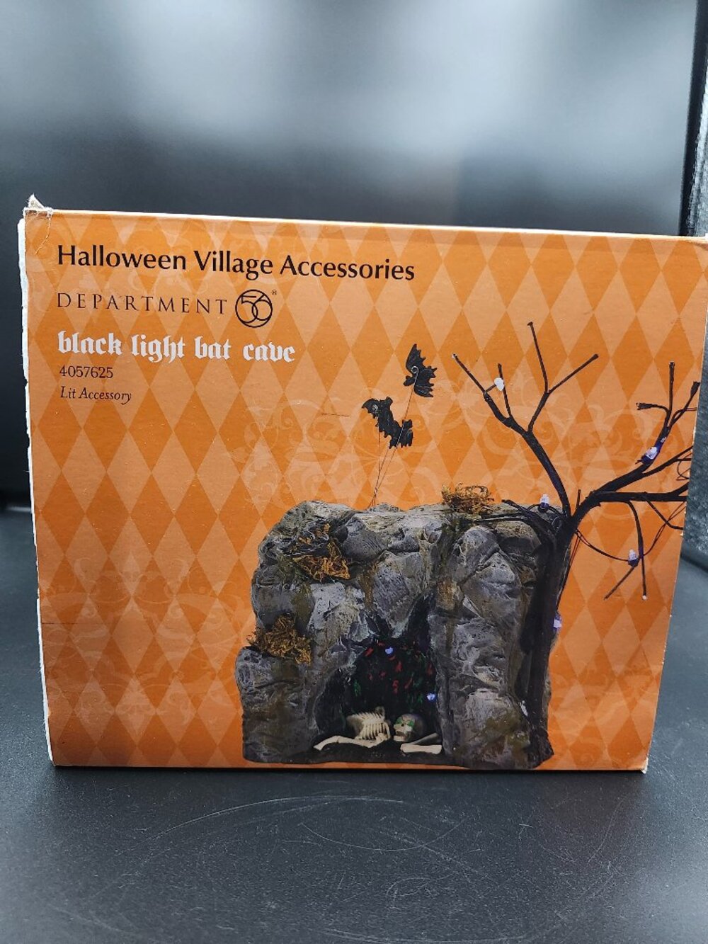 Department 56 Black Light Bat Cave Retired Village Halloween Accessory with Box